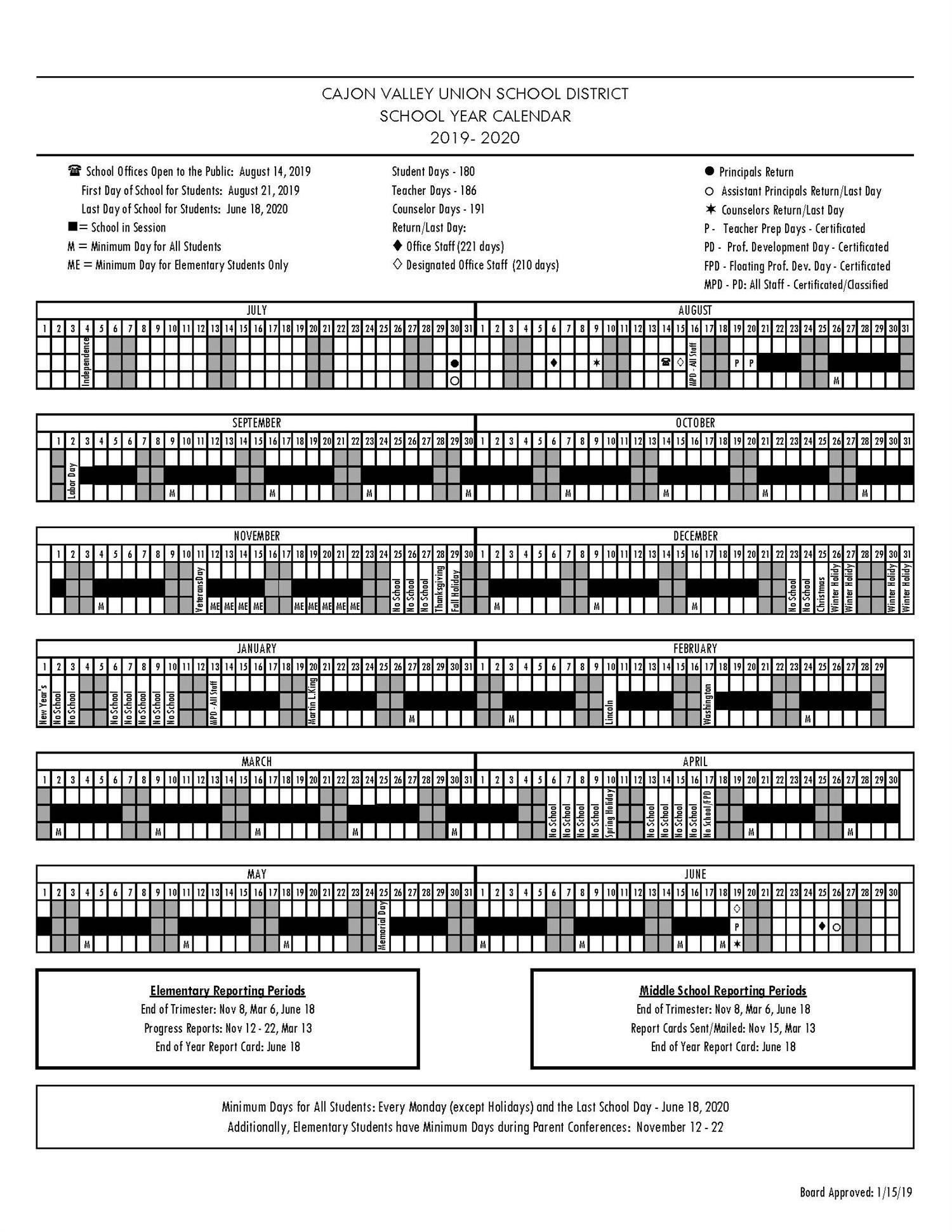 Cajon Valley Calendar - Customize and Print