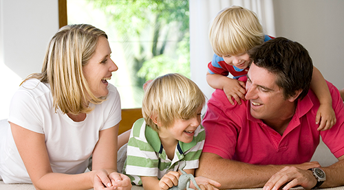 Family studying together
