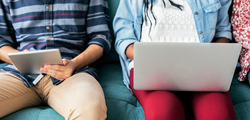 students using internet devices